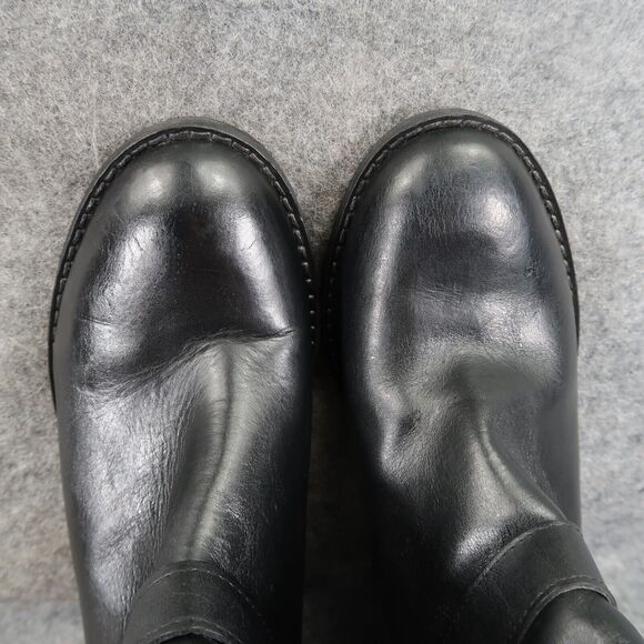 Greisy Shoes Womens 40 Bootie Leather Stacked Heel Buckle Strap Ankle Boot Black - Picture 9 of 16